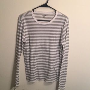 Long sleeve grey and white shirt